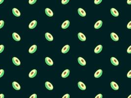 Avocado cartoon character seamless pattern on green background vector