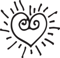 design de símbolo de sinal de ícone de coração desenhado de mão png