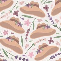 Hat and lavender pattern vector