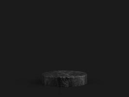 Minimalist simple marble cylinder podium or pedestal display with dark color background for product presentation. 3d rendering photo