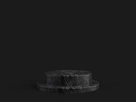 Minimalist simple marble cylinder podium or pedestal display with dark color background for product presentation. 3d rendering photo