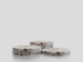 Minimalist simple marble cylinder podium or pedestal display with white color background for product presentation. 3d rendering photo
