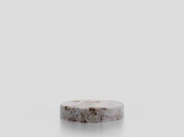 Minimalist simple marble cylinder podium or pedestal display with white color background for product presentation. 3d rendering photo
