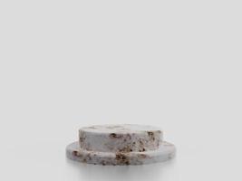 Minimalist simple marble cylinder podium or pedestal display with white color background for product presentation. 3d rendering photo