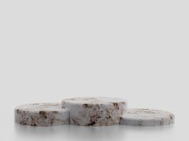 Minimalist simple marble cylinder podium or pedestal display with white color background for product presentation. 3d rendering photo