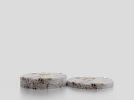 Minimalist simple marble cylinder podium or pedestal display with white color background for product presentation. 3d rendering photo