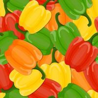 Multicolored bell peppers vector seamless pattern