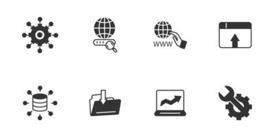 SEO Online Website Web Hosting Technology icons set . SEO Online Website Web Hosting Technology pack symbol vector elements for infographic web