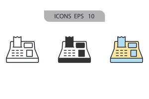 elementos de vector de símbolo de iconos de caja registradora para web de infografía