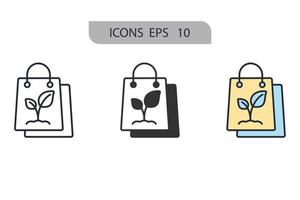 iconos de bolsa ecológica símbolo elementos vectoriales para web infográfico vector