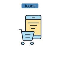 Los iconos de comercio electrónico simbolizan los elementos vectoriales para la web infográfica. vector