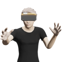 half man PNG wearing vr headset portrait human user social media avatar in Metaverse world