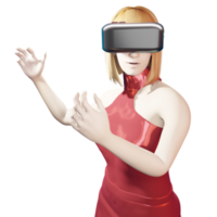 mulher metade do corpo png usando fone de ouvido vr retrato avatar de mídia social do usuário humano no mundo do metaverso