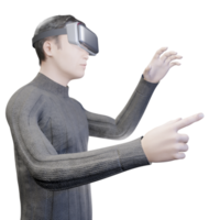 demi-homme png portant un casque vr portrait utilisateur humain avatar de médias sociaux dans le monde métaverse