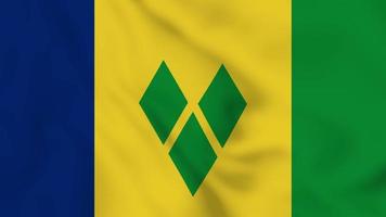 Saint Vincent and the Grenadines realistic waving flag. smooth seamless loop 4k video