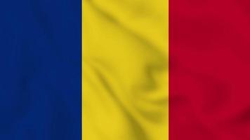 Romania realistic waving flag. smooth seamless loop 4k video