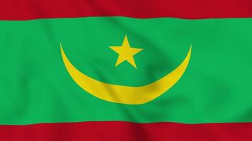 bandera ondeante realista de mauritania. video de 4k de bucle suave y sin interrupciones