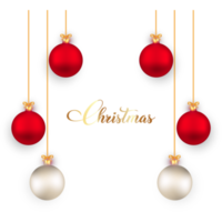 Christmas element PNG with realistic decoration balls. Xmas design typography and balls. Merry Christmas decoration with calligraphy and glowing balls on a transparent background. Christmas elements.