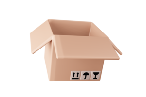 Open cardboard boxes 3D illustration delivery packing  and transportation shiping logistics storage png