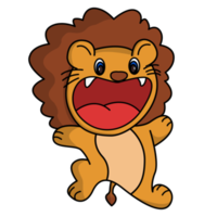 desenho de desenho animado de coloração de leão em fundo transparente png