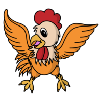 diseño de dibujos animados para colorear pollo sobre fondo transparente png