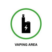 Vape Zone Place Glyph Silhouette Icon. Vaping Electric Cigarette Area Sign. Smoke Electronic Cigarette Zone Green Pictogram. Safe Smoking E-Cigarette Room Allow Symbol. Isolated Vector Illustration.