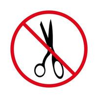 Forbidden Pair of Handle Metal Scissor Pictogram. Ban Scissor Barber Tool Black Silhouette Icon. Shear Red Stop Symbol. No Allowed Scissor Sign. Prohibited Hairdresser. Isolated Vector Illustration.