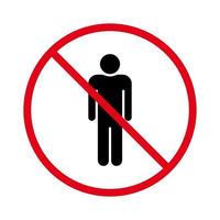 pictograma de hombre de entrada prohibida. Prohibir a los hombres el icono de silueta negra peatonal. Símbolo de círculo rojo de parada de entrada restringida. no se permite el acceso a la señal de zona de hombres. entrar prohibido. ilustración vectorial aislada. vector