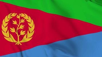 bandera ondeante del estado realista de eritrea. Bucle suave de video 4k sin problemas