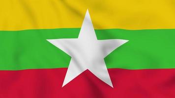 Republic of the Union of Myanmar realistic waving flag. smooth seamless loop 4k video