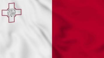 Republic of Malta realistic waving flag. smooth seamless loop 4k video