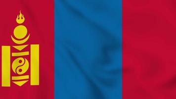 Mongolia realistic waving flag. smooth seamless loop 4k video