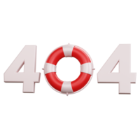 3d rendering error message 404 with buoy illustration isolated png