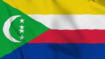 Comoras ondeando la bandera realista. Bucle suave de video 4k sin problemas