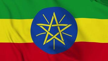 realistic Federal Democratic, Republic of Ethiopia waving flag. smooth 4k video seemless loop