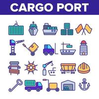Cargo Port Vector Thin Line Icons Collection
