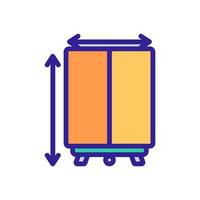 measurement of latitude and length of wooden cabinet icon vector outline illustration