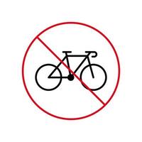 Bike Cycle Ban Black Line Icon. Bicycle Parking Forbidden Outline Pictogram. Bike Race Red Stop Circle Symbol. No Allowed Bicycle Road Sign. Bycicle Prohibited. Isolated Vector Illustration.