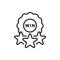 Win Jackpot Lucky Black Line Icon. Roulette Victory Game Prize Gamble Competition. Win Gambling Sign. Winner Casino Outline Pictogram. Poker Award Flat Symbol. Isolated Vector Illustration.