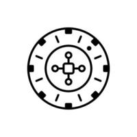 pictograma plano de contorno de rueda de casino. icono de línea negra de giro de ruleta de casino. signo de apuestas de lotería de juego de apuestas de adicción. símbolo de juego de apuesta de riesgo de fortuna afortunada. ilustración vectorial aislada. vector