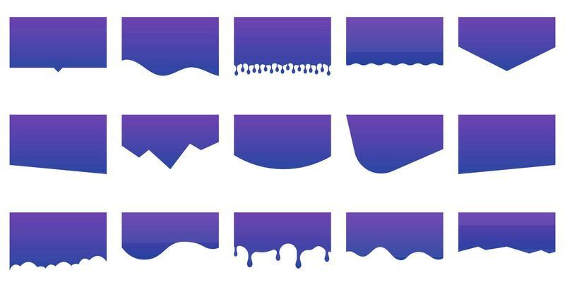 Set of Dividers Shapes for Website. Curve Lines, Drops, Wave Collection of Abstract Design Element for Top, Bottom Page Web Site. Isolated Vector Illustration.