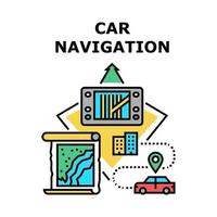 Ilustración de color de concepto de dispositivo de navegación de coche vector