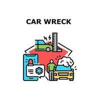 Car Wreck Crash Vector Concept Color Illustration