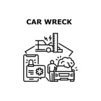 Car Wreck Crash Vector Concept Black Illustration