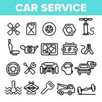 Car Service Linear Vector Icons Set Thin Pictogram