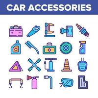 Car Accessories Tool Collection Icons Set Vector
