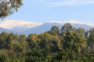 There is snow on Mount Hermon in northern Israel. photo