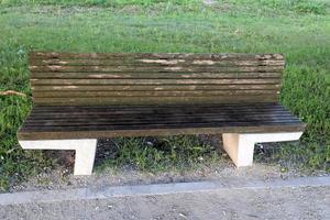 Bench in a city park on the Mediterranean coast photo