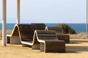 Bench for rest in the city park. photo
