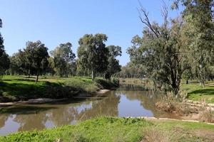 The Yarkon river in the city park in Tel Aviv. photo